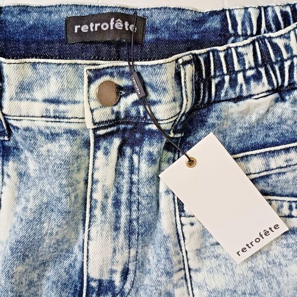 Retrofete Denim Jeans 27 Acid Wash Myla Tapered Blue High Rise Italian NWT - Picture 7 of 10